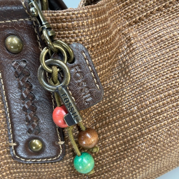 FOSSIL PURSE Genuine Classic 1954 Key Oasis Straw slouchy bag tan brown paisley - Picture 14 of 16